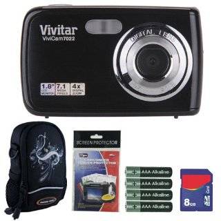 Vivitar Vivicam V7022 7.1MP Black HD Digital Camera Plus 8GB Accessory 