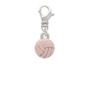   Pink Volleyball/Waterpolo   Two Sided   Silver Plated Clip on Charm