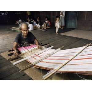  Iban Woman Weaving Pua Kumbu, Katibas River, Malaysia 