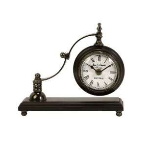    Calisto Scroll Arm Metal and Wood Desk Clock