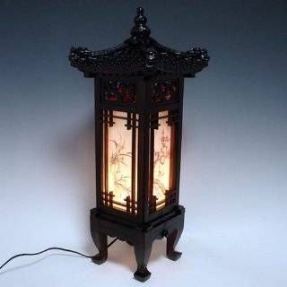Carved Wood Lamp Handmade Traditional Korean Dragon Roof and Window 
